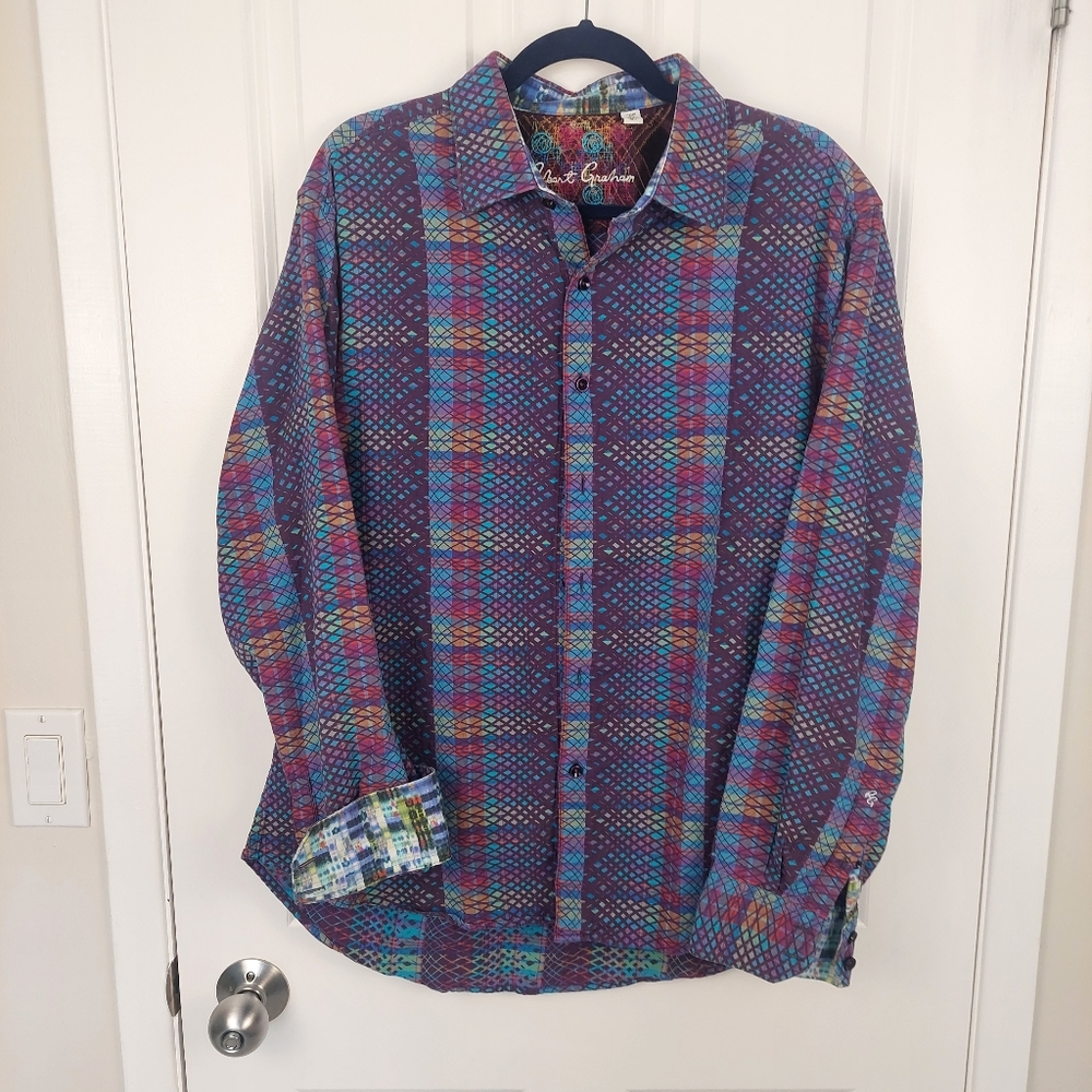 Robert Graham Multi-colored Eclectic Pattern Men's XL Button Down
